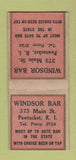 Matchbook Cover - Windsor Bar Pawtucket RI BOBTAIL