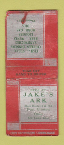 Matchbook Cover - Jake's Ark Port Clinton OH Mobil oil gas POOR BOBTAIL