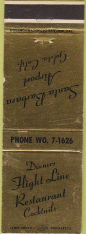 Matchbook Cover - Dinners Flight Line Santa Barbara CA