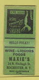 Matchbook Cover - MAxie's Restaurant Rochester NY girlie BOBTAIL