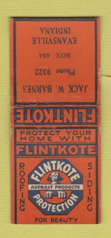 Matchbook Cover - Flintkote Roofing Siding Jack Barnes Evansville IN BOBTAIL