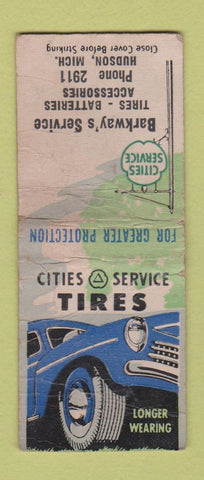 Matchbook Cover - Cities oil gas Barkway's Hudson MI POOR BOBTAIL