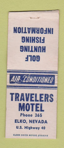 Matchbook Cover - Travelers Motel Elko NV low phone # BOBTAIL
