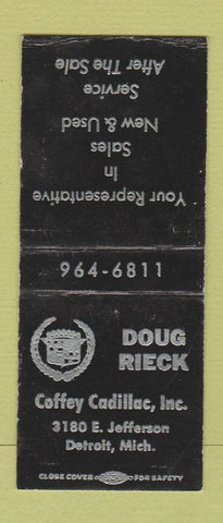 Matchbook Cover - Doug Rieck Coffey Cadillac Detroit MI WEAR BOBTAIL