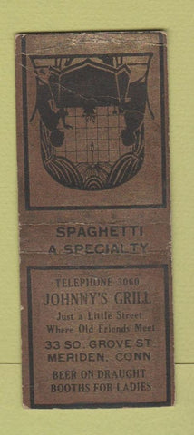 Matchbook Cover - Johnny's Grill Meriden CT WEAR BOBTAIL