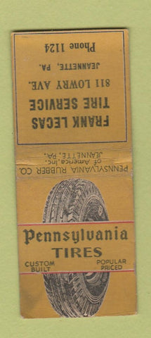 Matchbook Cover - Pennsylvania Tires Frank Lecas Jeannette PA WEAR BOBTAIL