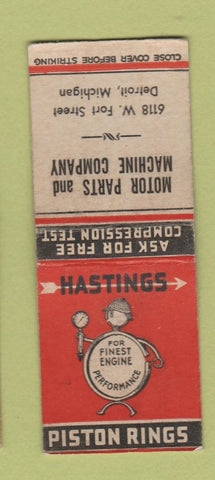 Matchbook Cover - Hastings Piston Rings Detroit MI WEAR BOBTAIL