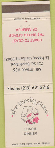 Matchbook Cover - Family Place restaurant La Habra CA