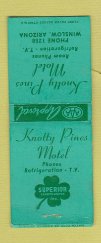 Matchbook Cover - Knotty Pines Motel Winslow AZ low phone # BOBTAIL