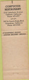 Matchbook Cover - Confucious Chinese Restaurant Oakland Greenbrae CA