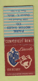 Matchbook Cover - Lincoln Mercury Park Motors Detroit MI WEAR BOBTAIL