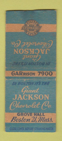 Matchbook Cover - Giant Jackson Chevrolet Boston MA WEAR BOBTAIL