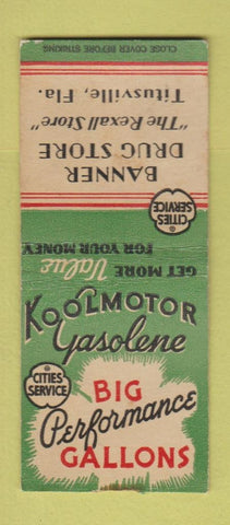 Matchbook Cover - Cities oil gas Banner Drug Titusville FL BOBTAIL