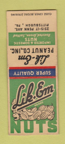 Matchbook Cover - Like Em Peanuts Pittsburgh PA BOBTAIL