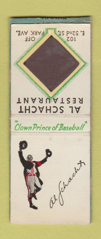Matchbook Cover - Al Schacht's New York City baseball SPOT STRIKER BOBTAIL