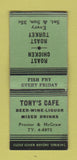 Matchbook Cover - Tony's Cafe Detroit MI girlie BOBTAIL