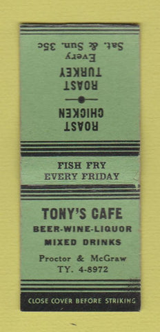 Matchbook Cover - Tony's Cafe Detroit MI girlie BOBTAIL