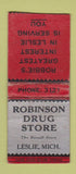 Matchbook Cover - Robinson Drug Store Leslie MI WEAR BOBTAIL