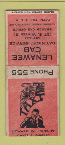 Matchbook Cover - Lenawee Cab Taxi Cities oil gas BOBTAIL