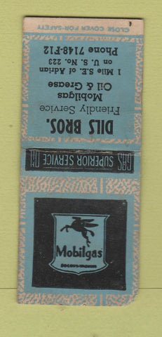 Matchbook Cover - Dils Bros Mobil oil gas  WEAR BOBTAIL