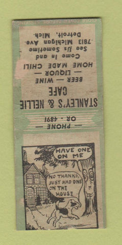 Matchbook Cover - Stanley's & Nellie Cafe Detroit MI WEAR BOBTAIL