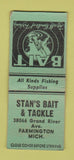 Matchbook Cover - Stan's Bait and Tackle Fishing Farmington MI BOBTAIL