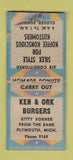 Matchbook Cover - Ken & Ork Burgers Plymouth MI WEAR BOBTAIL