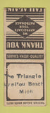 Matchbook Cover - The Triangle  Manitou Beach MI STAMPED BOBTAIL