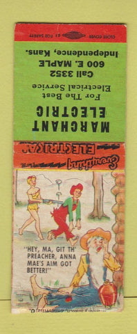 Matchbook Cover - Marchant Electric Independence KS hillbilly BOBTAIL
