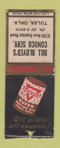 Matchbook Cover - Conoco oil gas Bill Bloyed Tulsa OK WEAR BOBTAIL