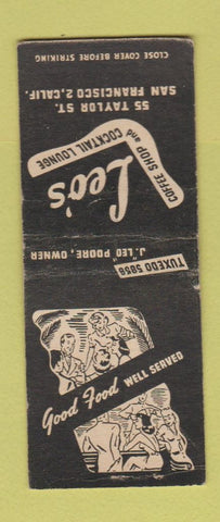 Matchbook Cover - Leo's Coffee Shop Lounge San Francisco CA BOBTAIL