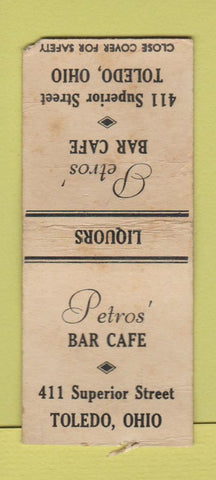 Matchbook Cover - Petros' Bar Cdafe Toledo OH WEAR BOBTAIL