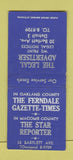 Matchbook Cover - Legal Advertiser Detroit MI Ferndale Gazette Star BOBTAIL