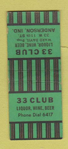 Matchbook Cover - 33 Club Anderson IN WEAR BOBTAIL