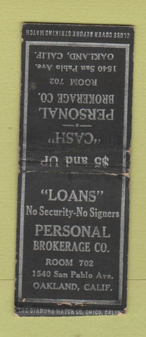 Matchbook Cover - Personal Brokerage Loans Oakland CA BOBTAIL