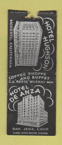 Matchbook Cover - Hotel De Anza San Jose CA BOBTAIL