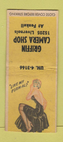 Matchbook Cover - Griffin Camera Shop Detroit MI pinup WEAR BOBTAIL