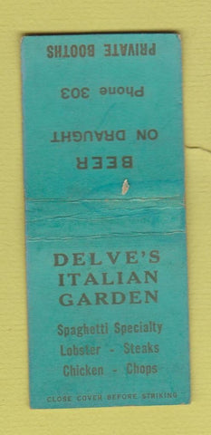 Matchbook Cover - Delve's Italian Garden low phone # WEAR BOBTAIL