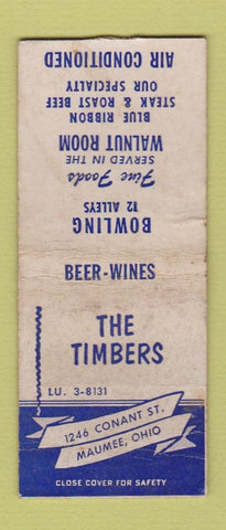 Matchbook Cover - Timbers Bowling Maumee OH POOR BOBTAIL