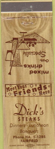 Matchbook Cover - Dick's Steaks Fairfield CA