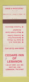 Matchbook Cover - Cedars Inn Lebanon TN WEAR