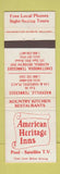 Matchbook Cover - American Heritage Inns Chattanooga Nashville TN WEAR