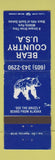 Matchbook Cover - Bear Country USA SD