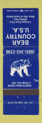 Matchbook Cover - Bear Country USA SD