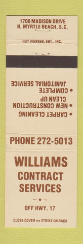 Matchbook Cover - Williams Contract Services North Myrtle Beach SC