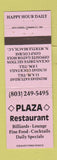 Matchbook Cover - Plaza Restaurant billiards North Myrtle Beach SC
