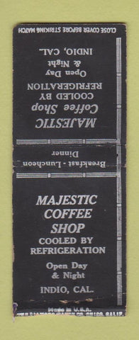 Matchbook Cover - Majestic Coffee Shop Indio CA BOBTAIL