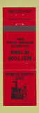 Matchbook Cover - Pioneer Pantry Cafe Ketchikan AK