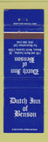 Matchbook Cover - Dutch Inn Benson NC WEAR