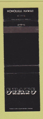Matchbook Cover - Spats Honolulu Hawaii